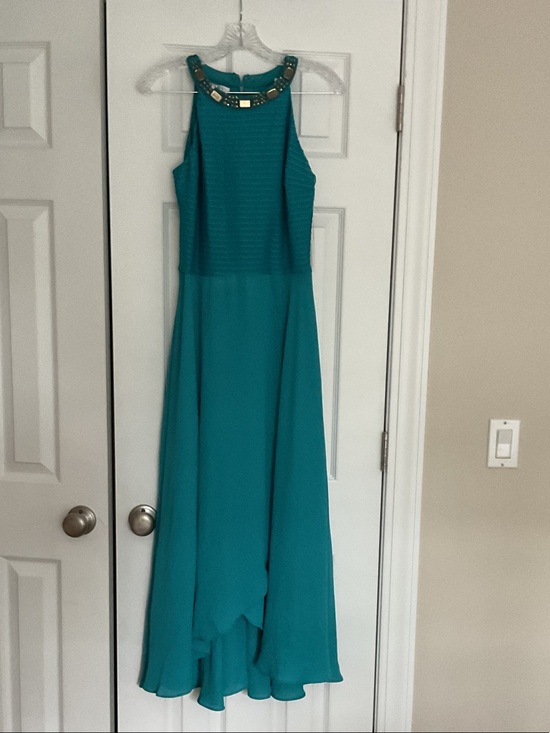 London Times Dresses & Skirts - London Times Teal High-Neck Beaded Gown